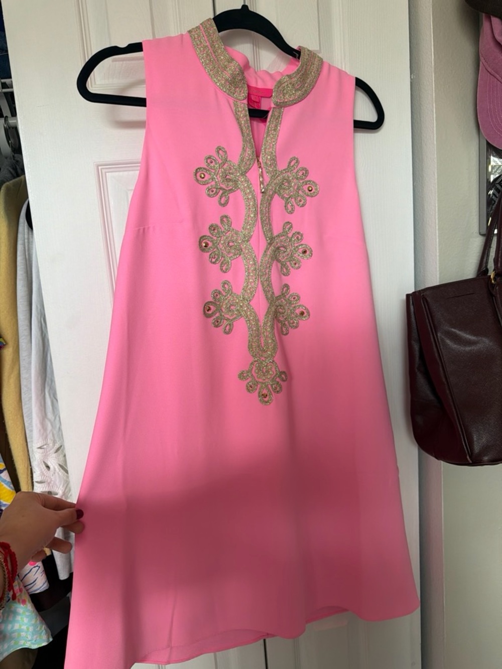 Lilly Pulitzer Pink Mini Dress with Gold Embellishment